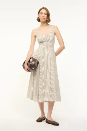 WELLS DRESS | IVORY DARK OAK MICRO STRIPE Modern Appearance breathable fabric dress