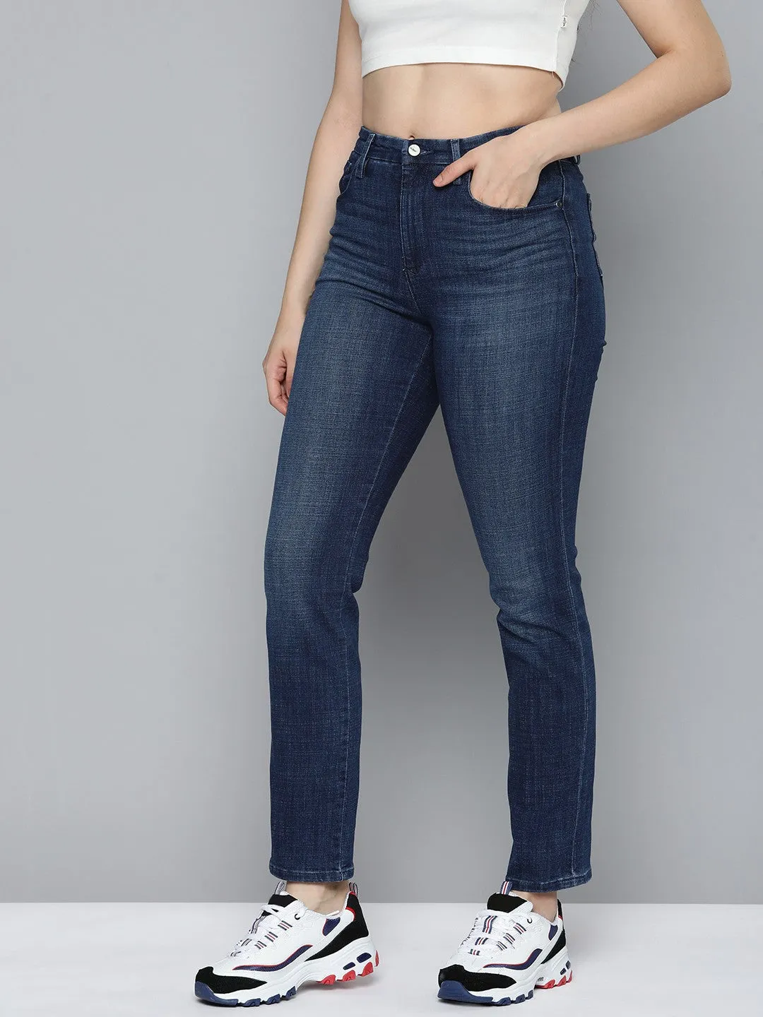 Women's Redloop 724 Blue Straight Fit High Rise Jeans Effortless casual Sustainable Road Trip