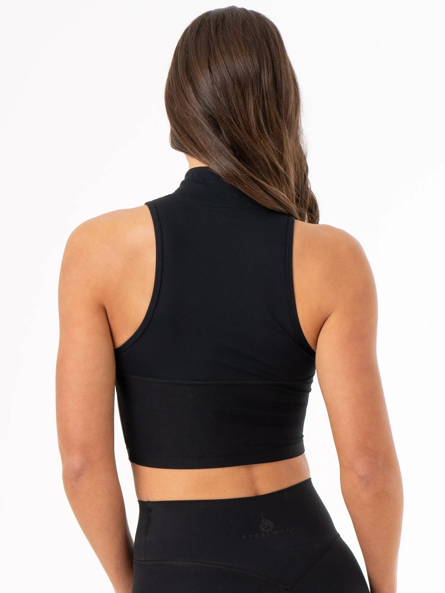 Reinforced Buttonholes AntiPill Finish NKD 1/2 Zip Tank - Black