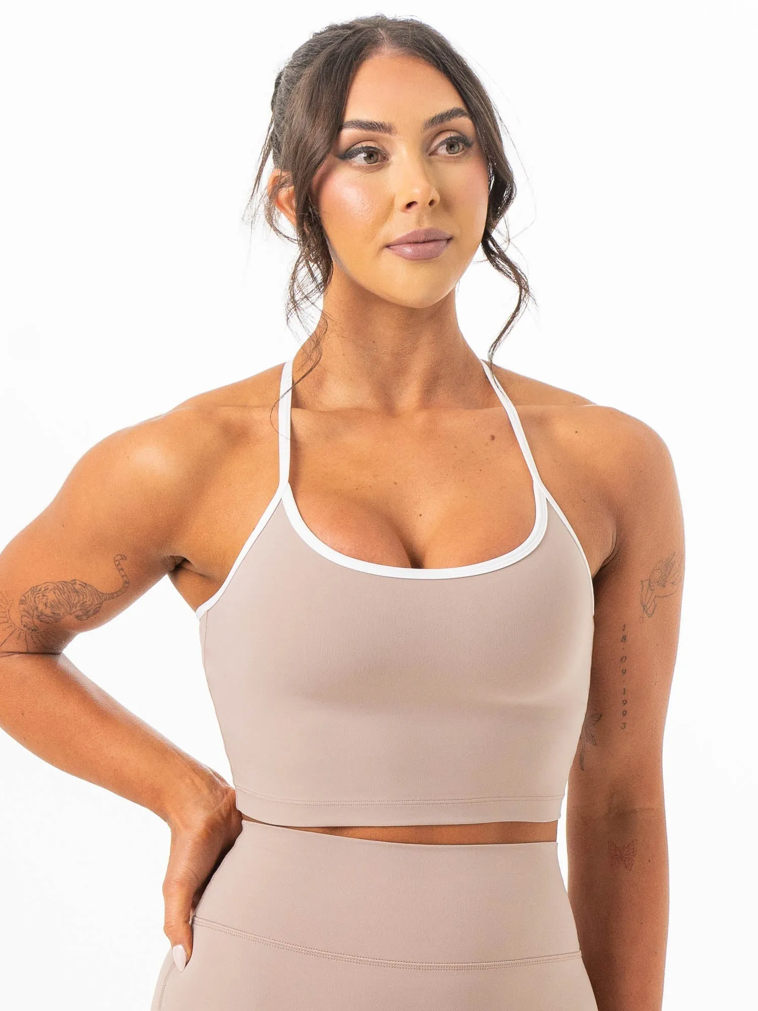 NKD Contrast Shelf Bra Tank - Almond Minimalist Design AntiMicrobialLining