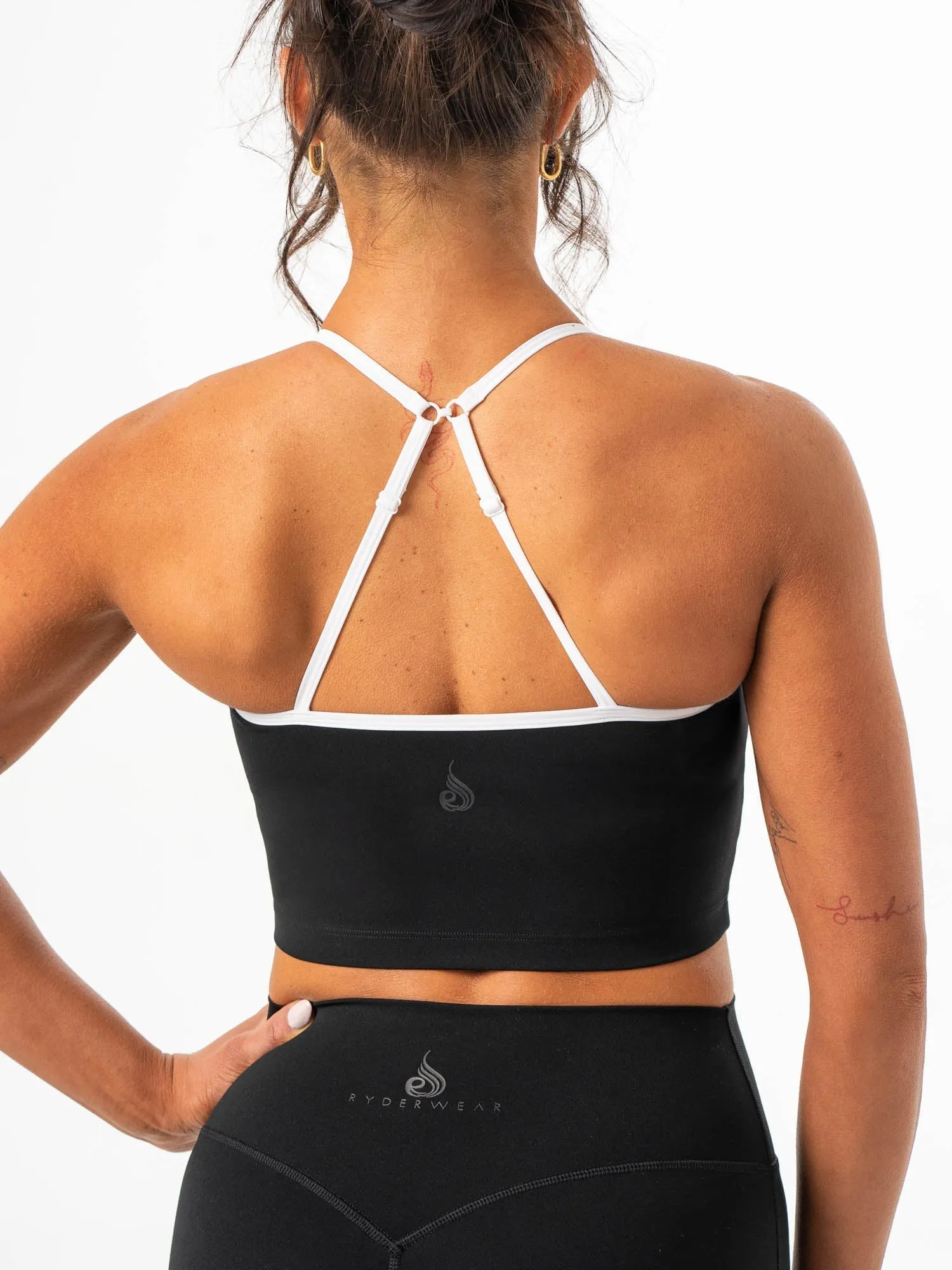NKD Contrast Shelf Bra Tank - Black Fray Resistant Edges Cozy Wear