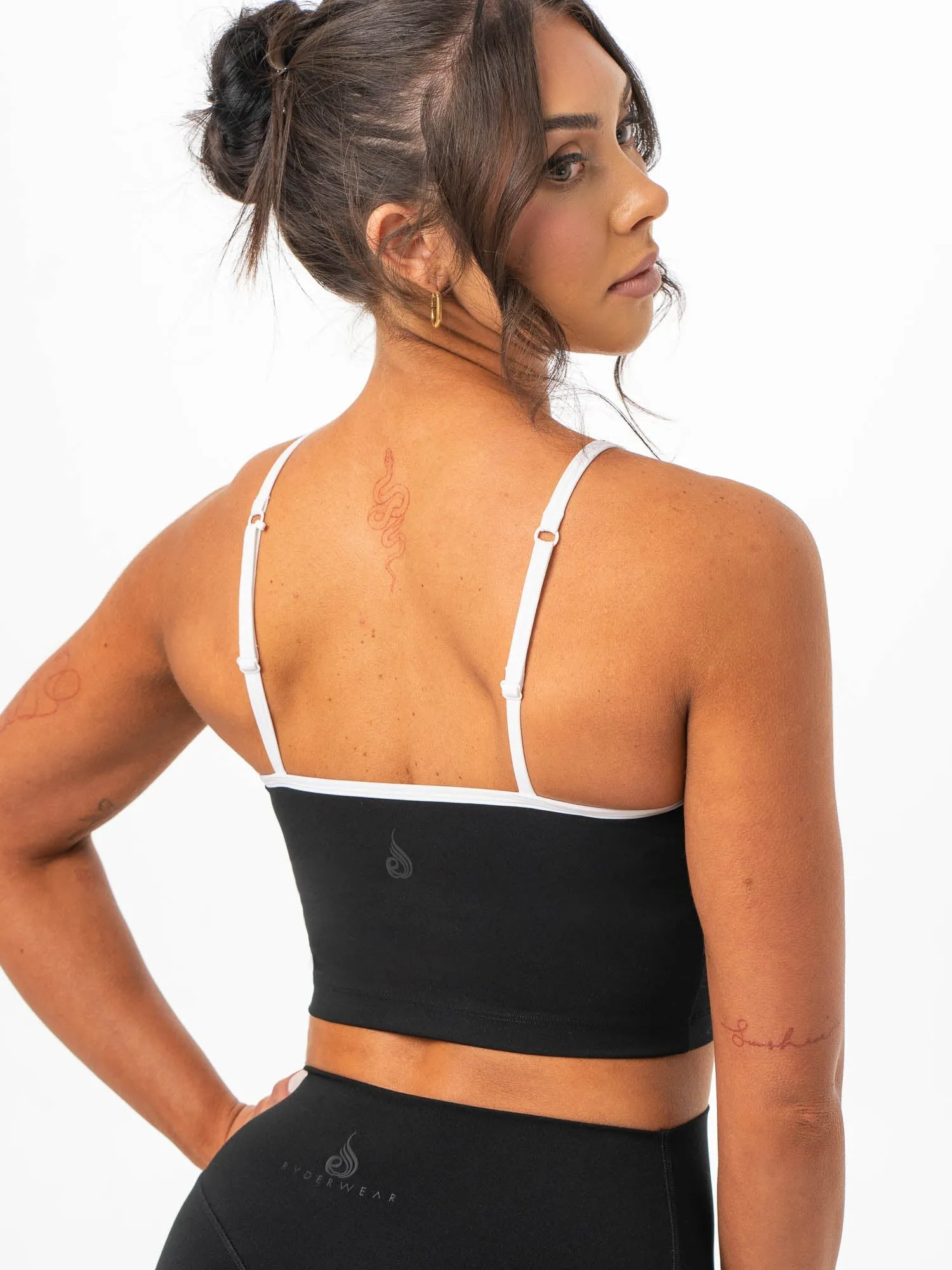 NKD Contrast Shelf Bra Tank - Black ConvertibleCollar