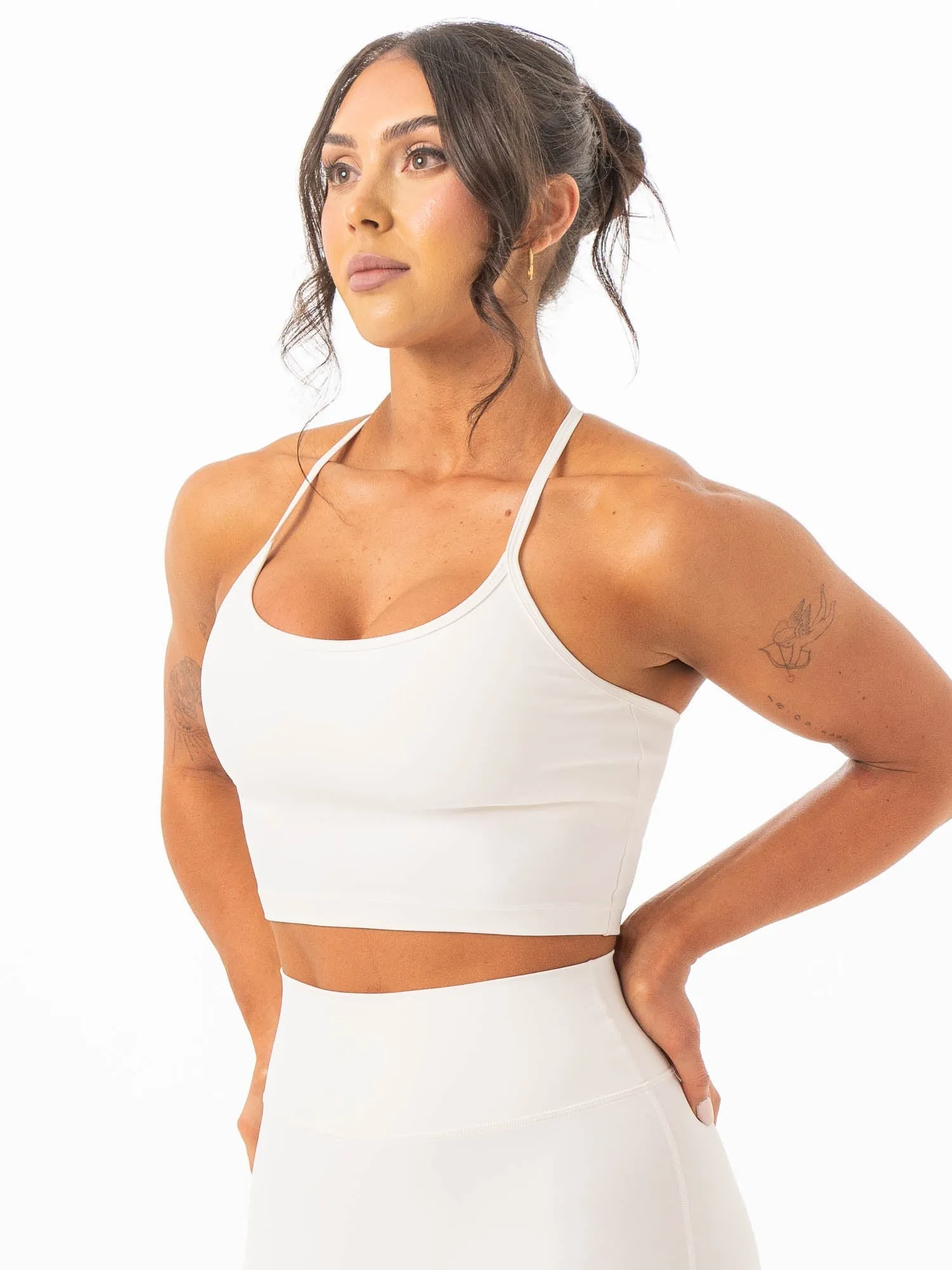 NKD Contrast Shelf Bra Tank - Vanilla Curved Hem FadeResistant Dye