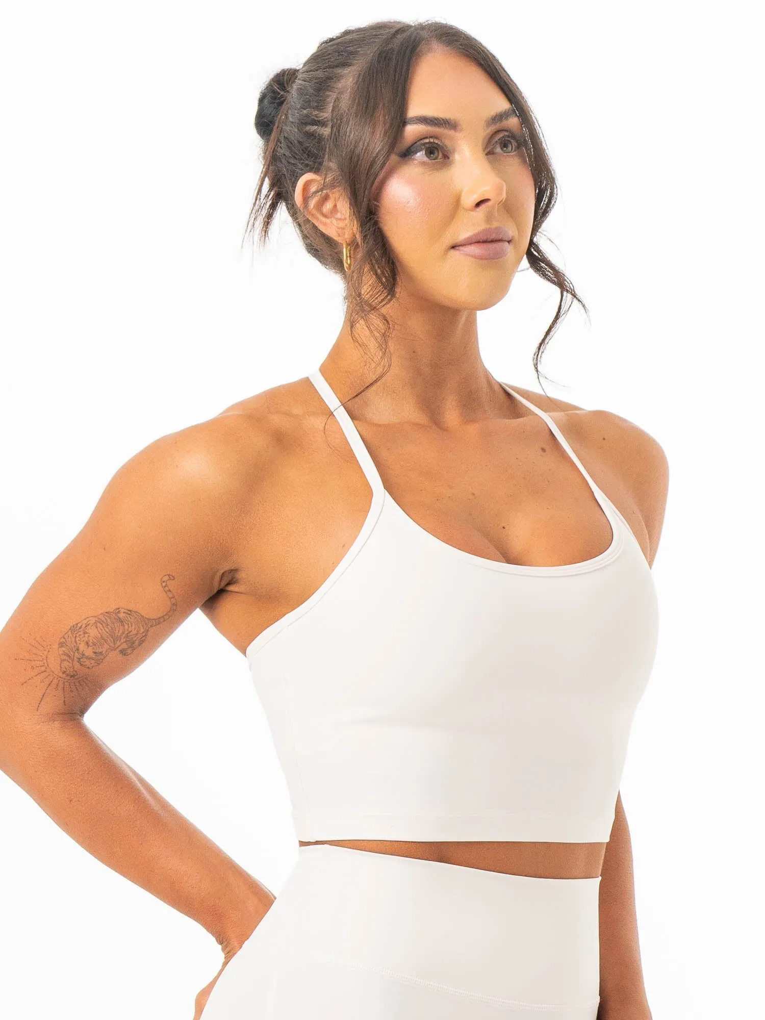 ArticulatedElbowShaping NKD Contrast Shelf Bra Tank - Vanilla
