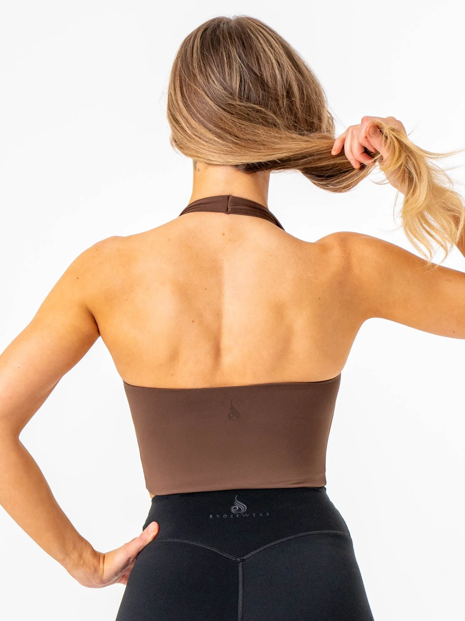 NKD Halter Tank - Chocolate Durable Chainstitch