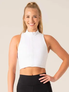 NKD Zip Tank - White DroppedShoulder