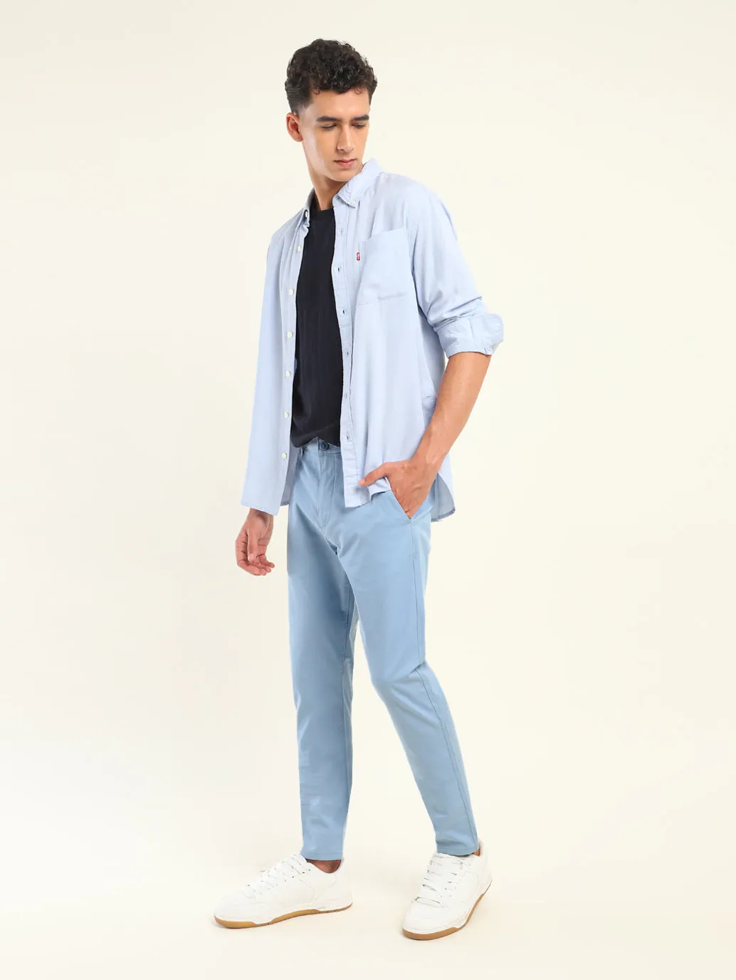 Flattering Shape Quick Wear Fit Men's 512 Slim Tapered Fit Blue Chinos
