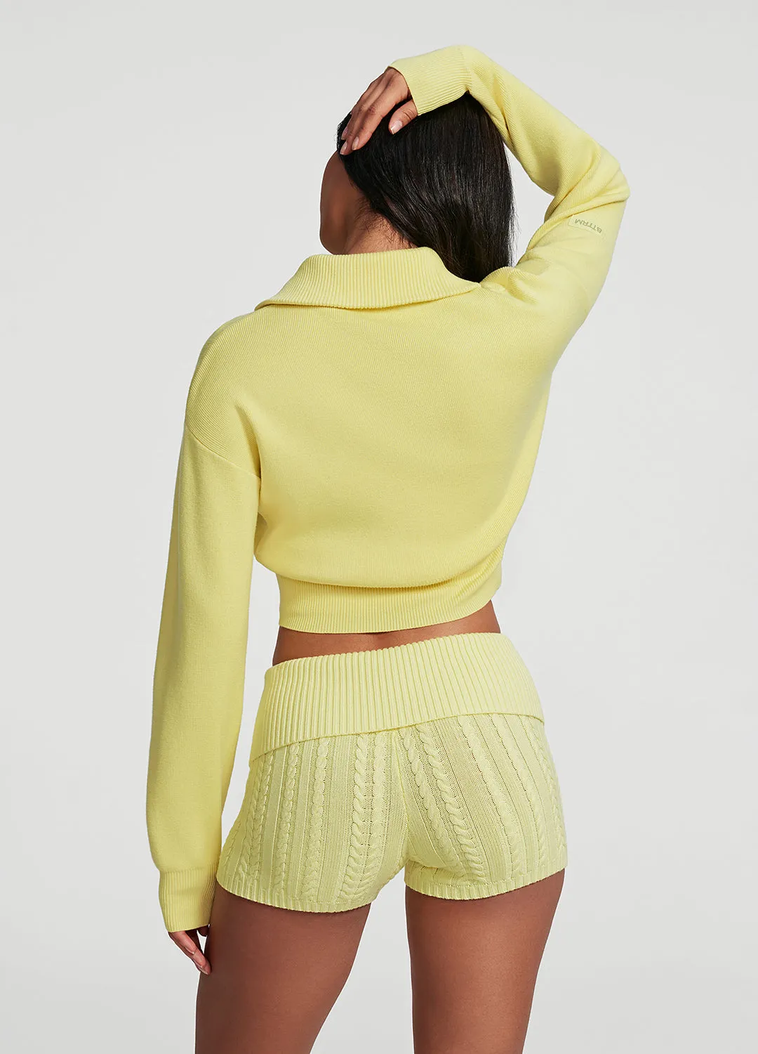 Durable Outer Shell Reflective Safety Accents Knit Cropped Zip-Up Jacket