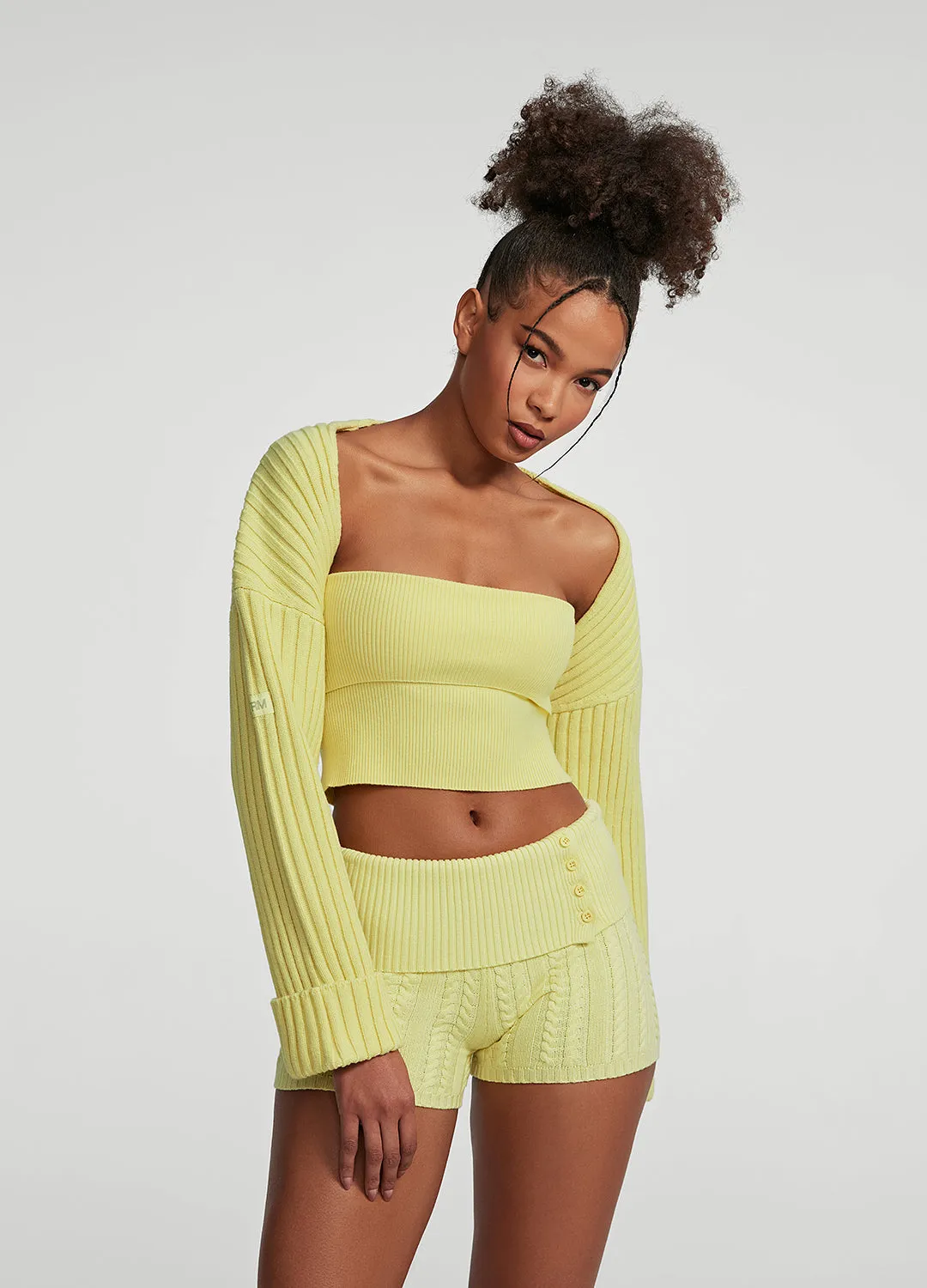 Body Mapped Ventilation AntiStaticCoating Ribbed Knit Shrug