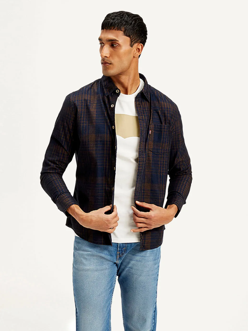 Timeless Classic Men's Checkered Slim Fit Corduroy Shirt