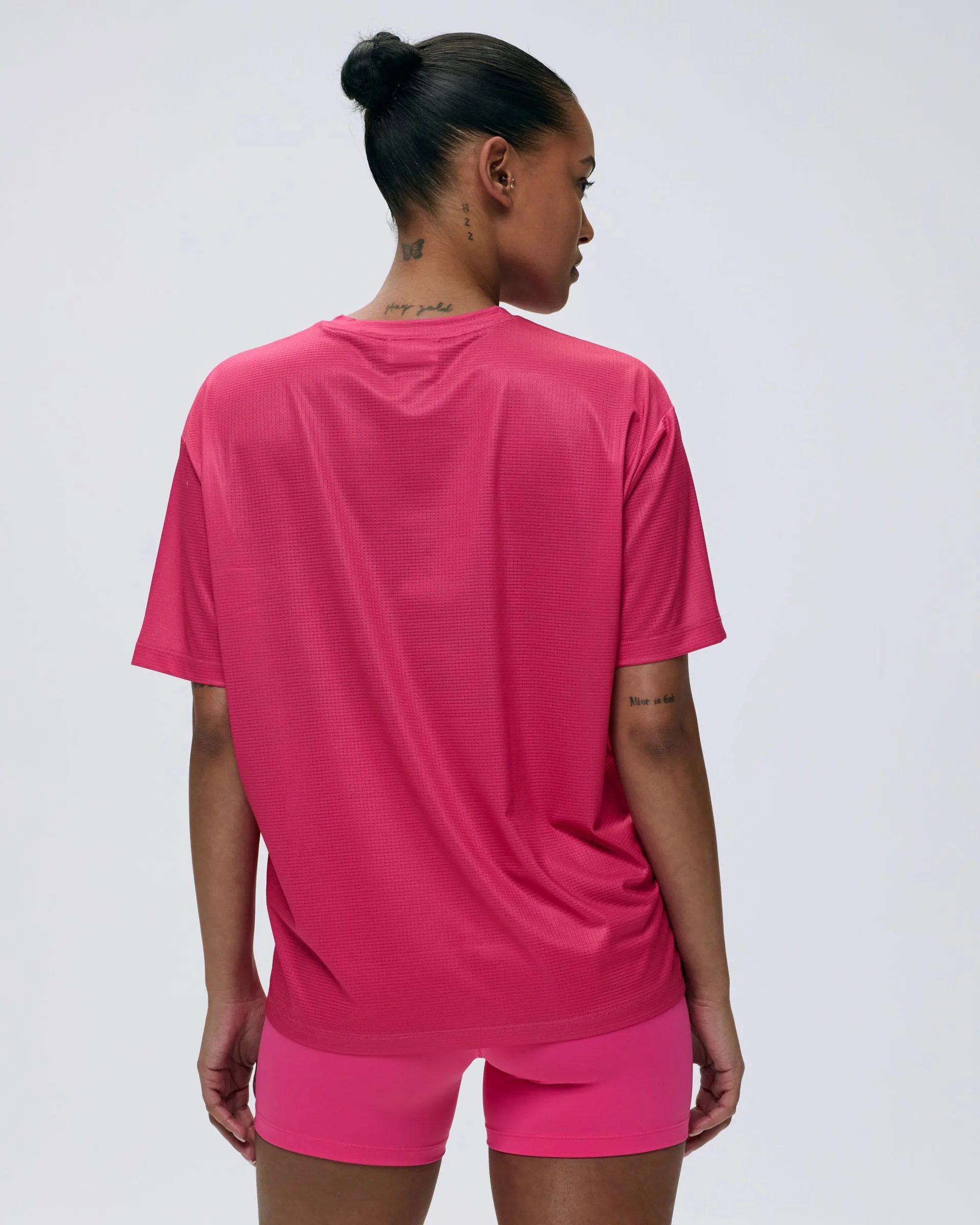 Wicking Interlock Knit Performance Fit Mesh Active T-Shirt - Hot Pink