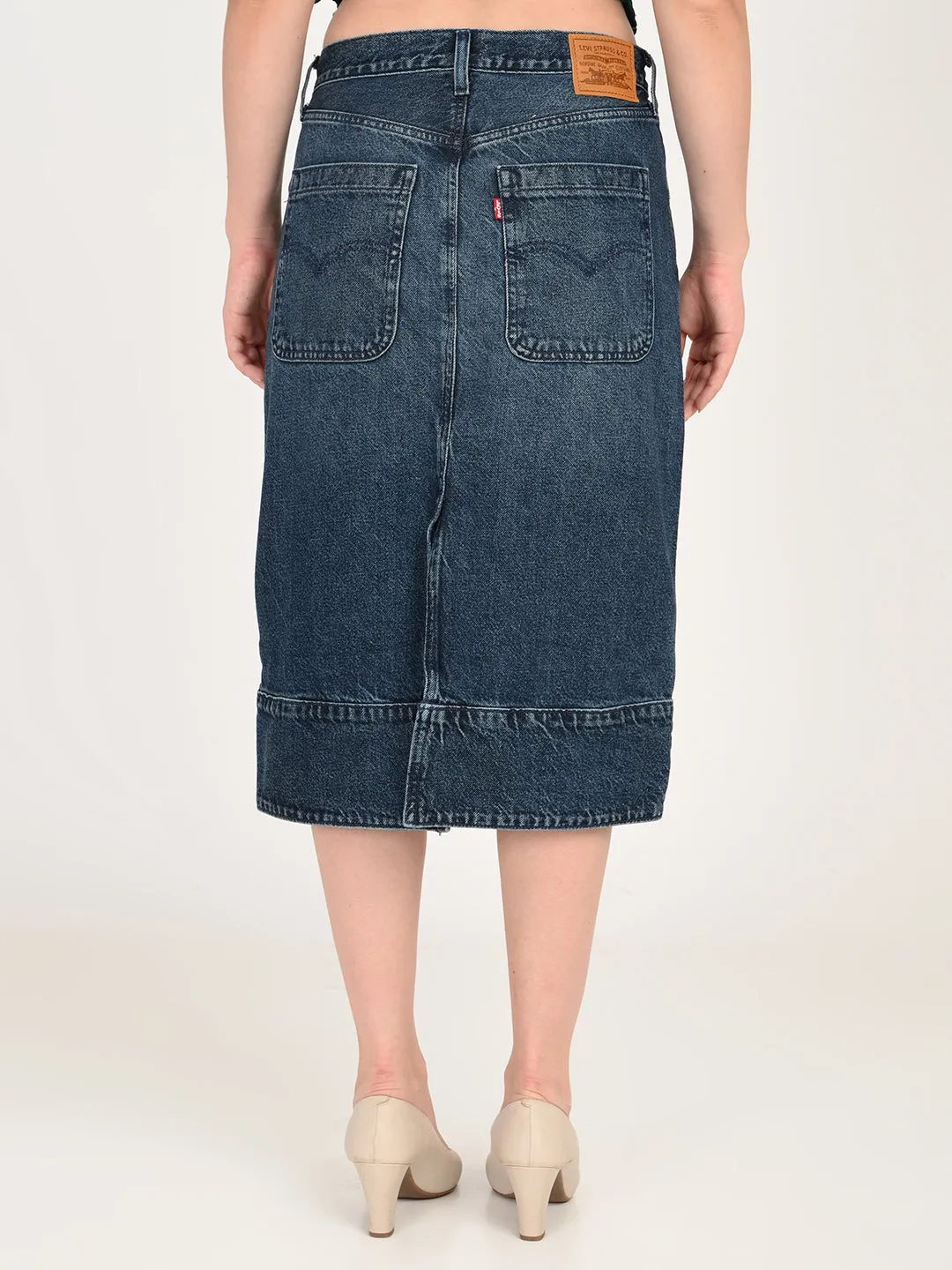 Women's Mid Rise Blue Regular Fit Skirt Soft Aesthetic