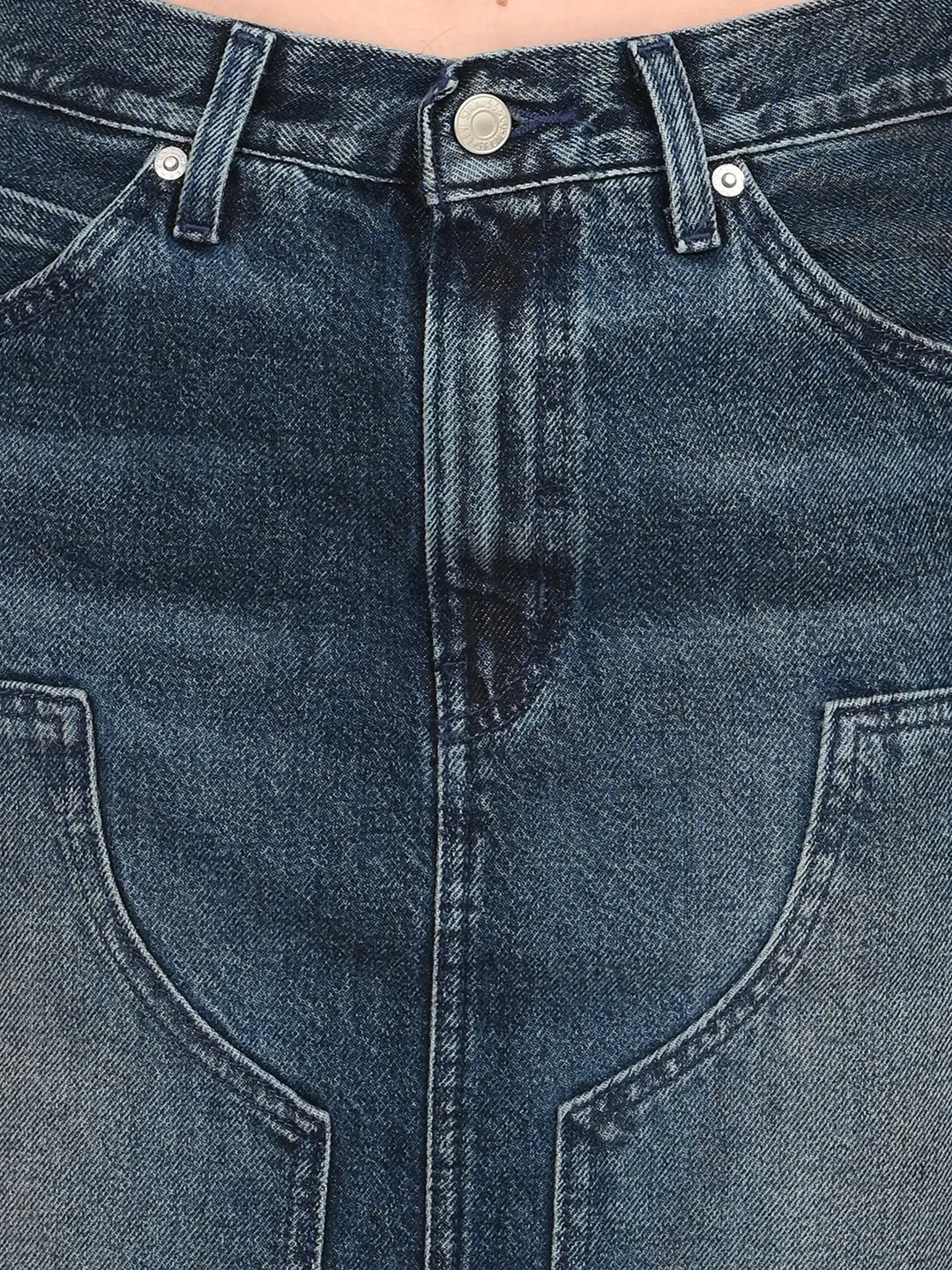 Women's Mid Rise Blue Regular Fit Skirt Heat Dissipating Fabric Slow Fashion