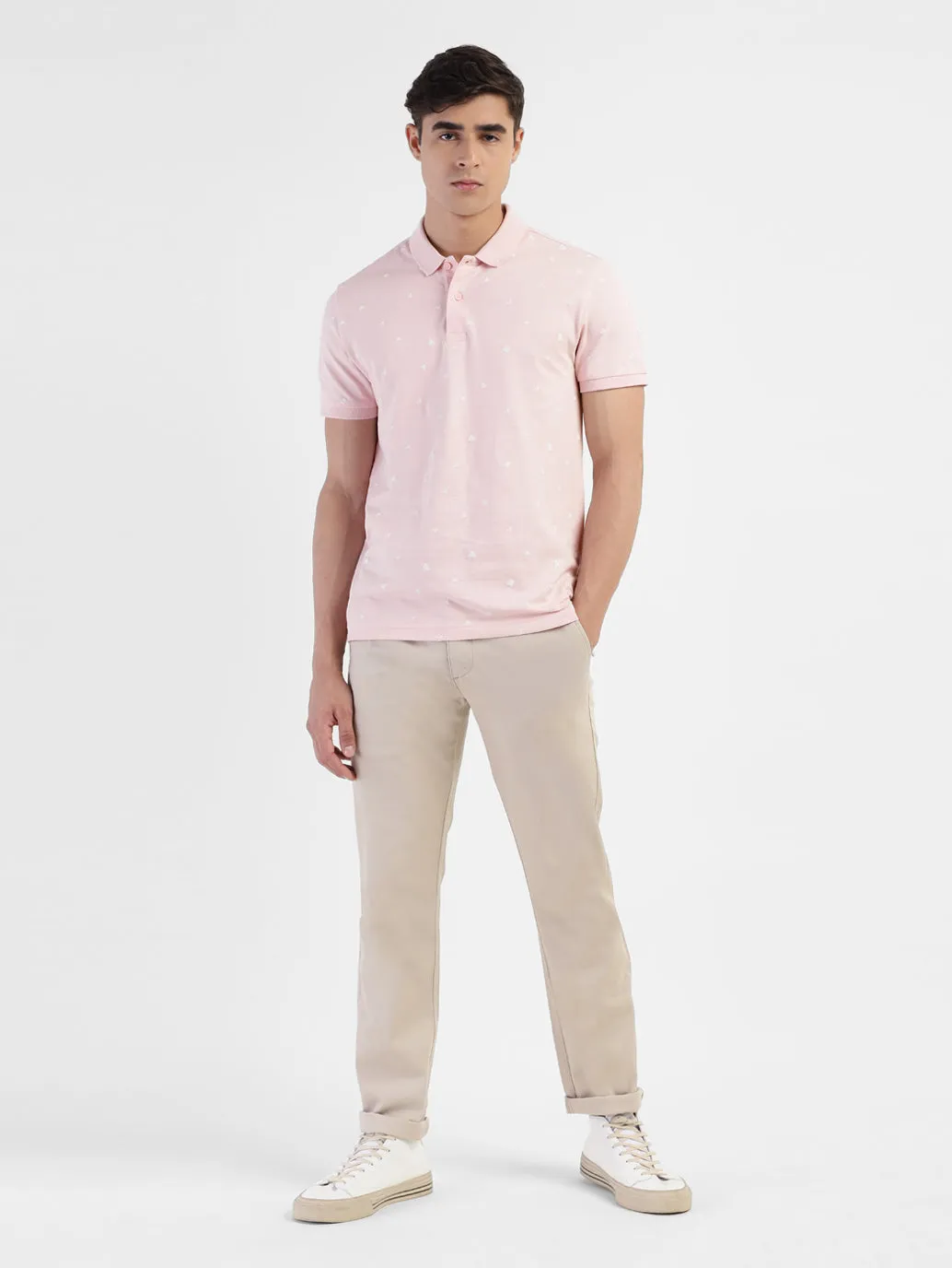 Men's Geometric Print Polo T-shirt Quick Dry Layer