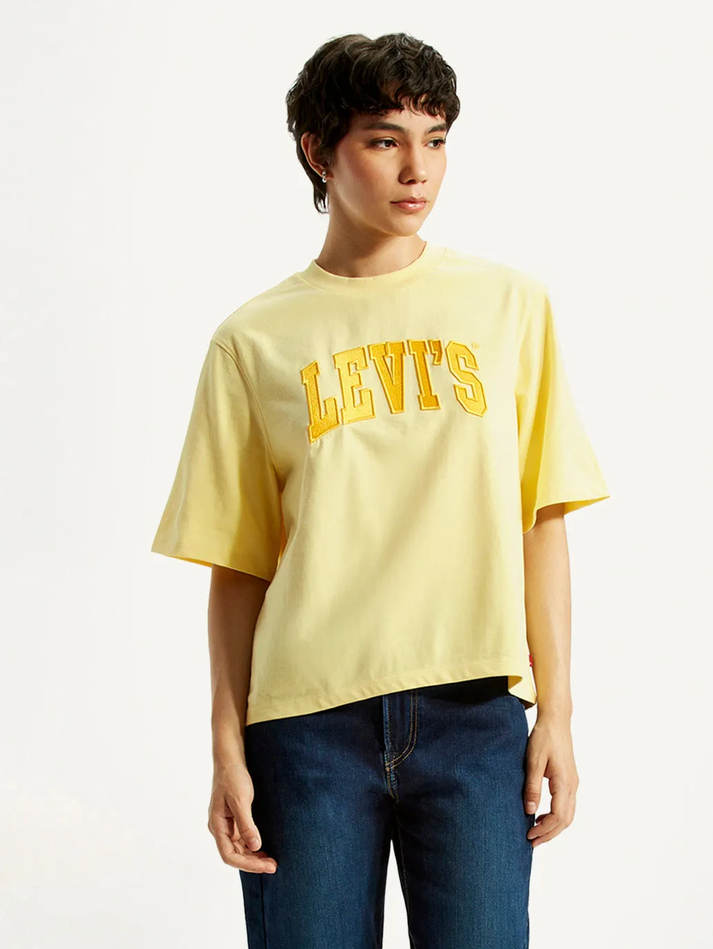 Women's Typography Relaxed Fit T-Shirt Floral freshness Sleek Stretch