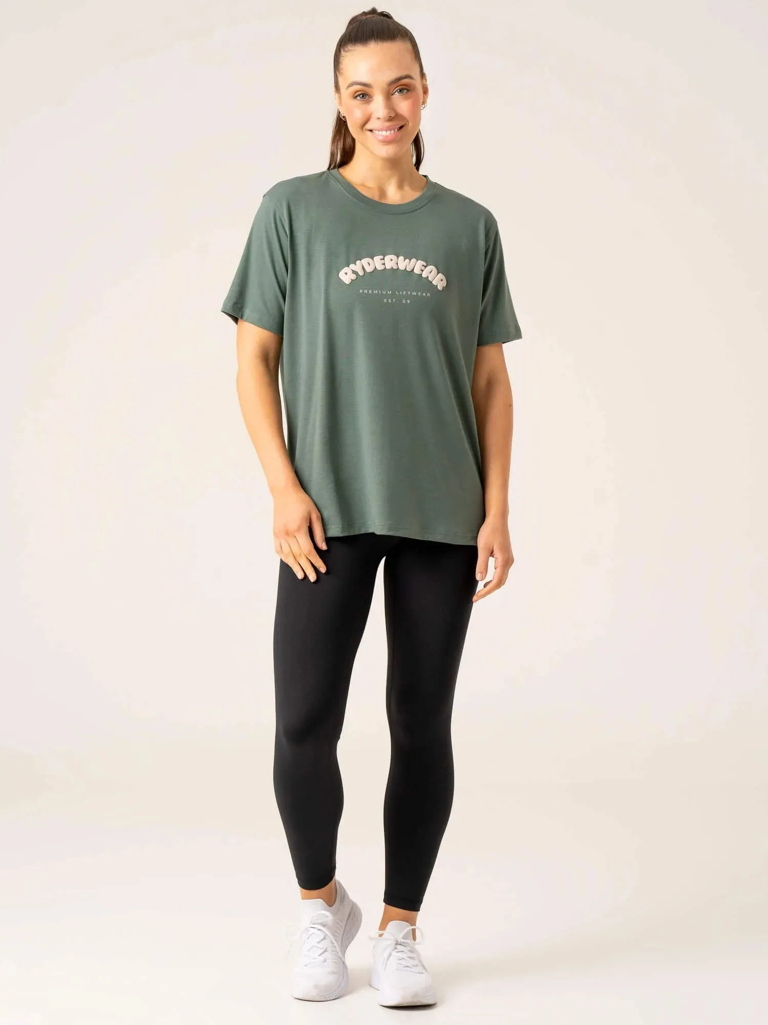 Casual Comfort Layer EcoFriendlyMaterial Off Side Longline T-Shirt - Sage