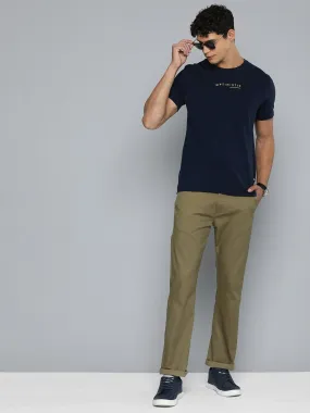 Men's Olive Slim Fit Chino Trousers Performance Comfort Free Movement