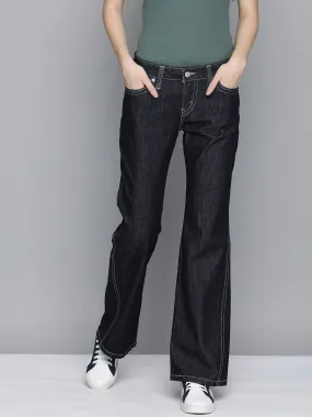 Breathable Work Meeting Relaxed Style Women's Blue Bootcut Fit Low Rise Jeans