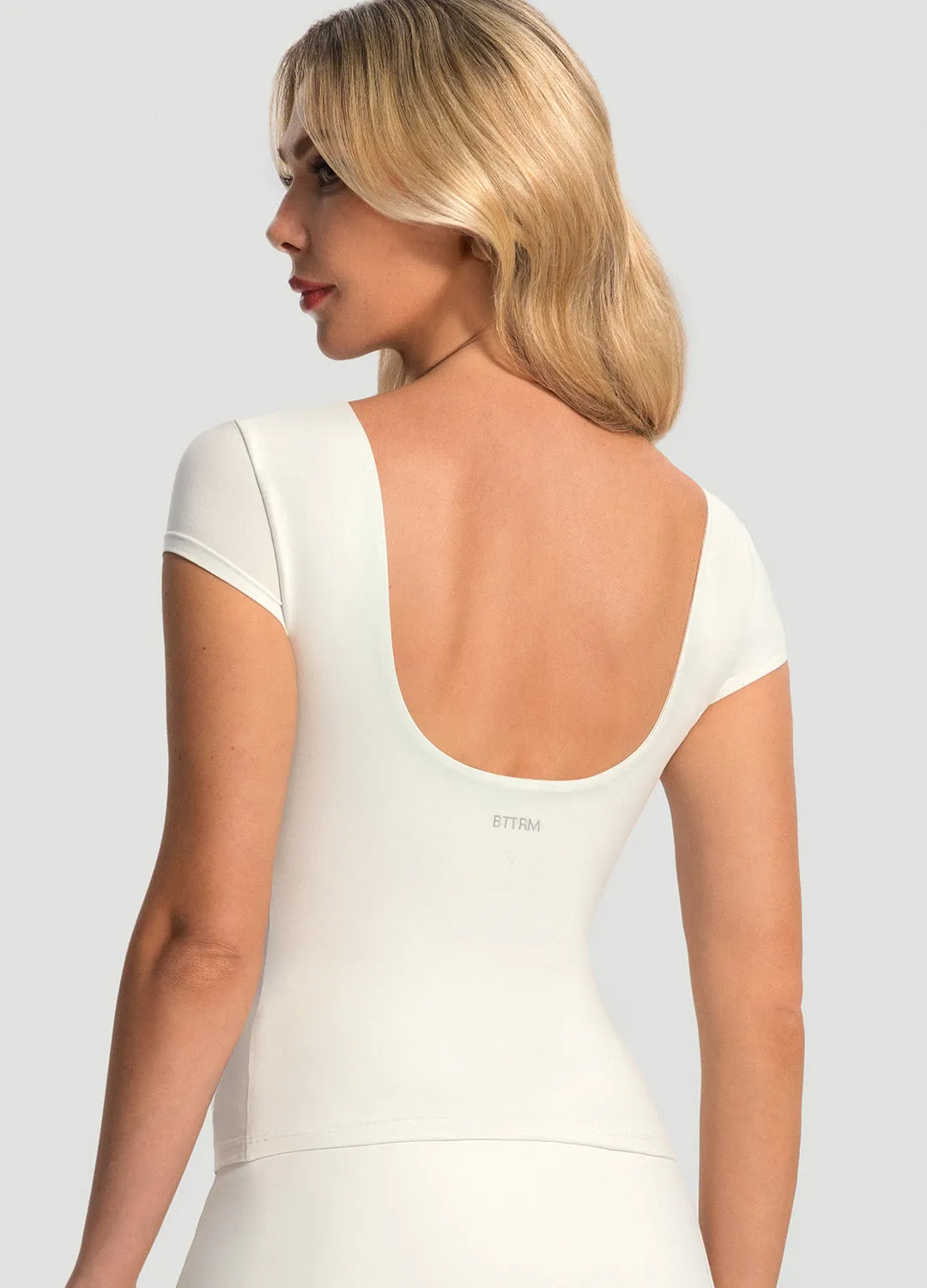 Flexible Waist Open-Back T-Shirt