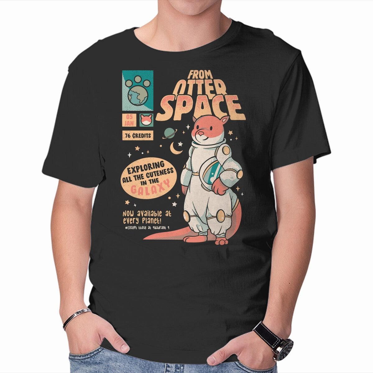 Otter Space Astronaut Breathable Cotton Fabric Soft Touch Fabric