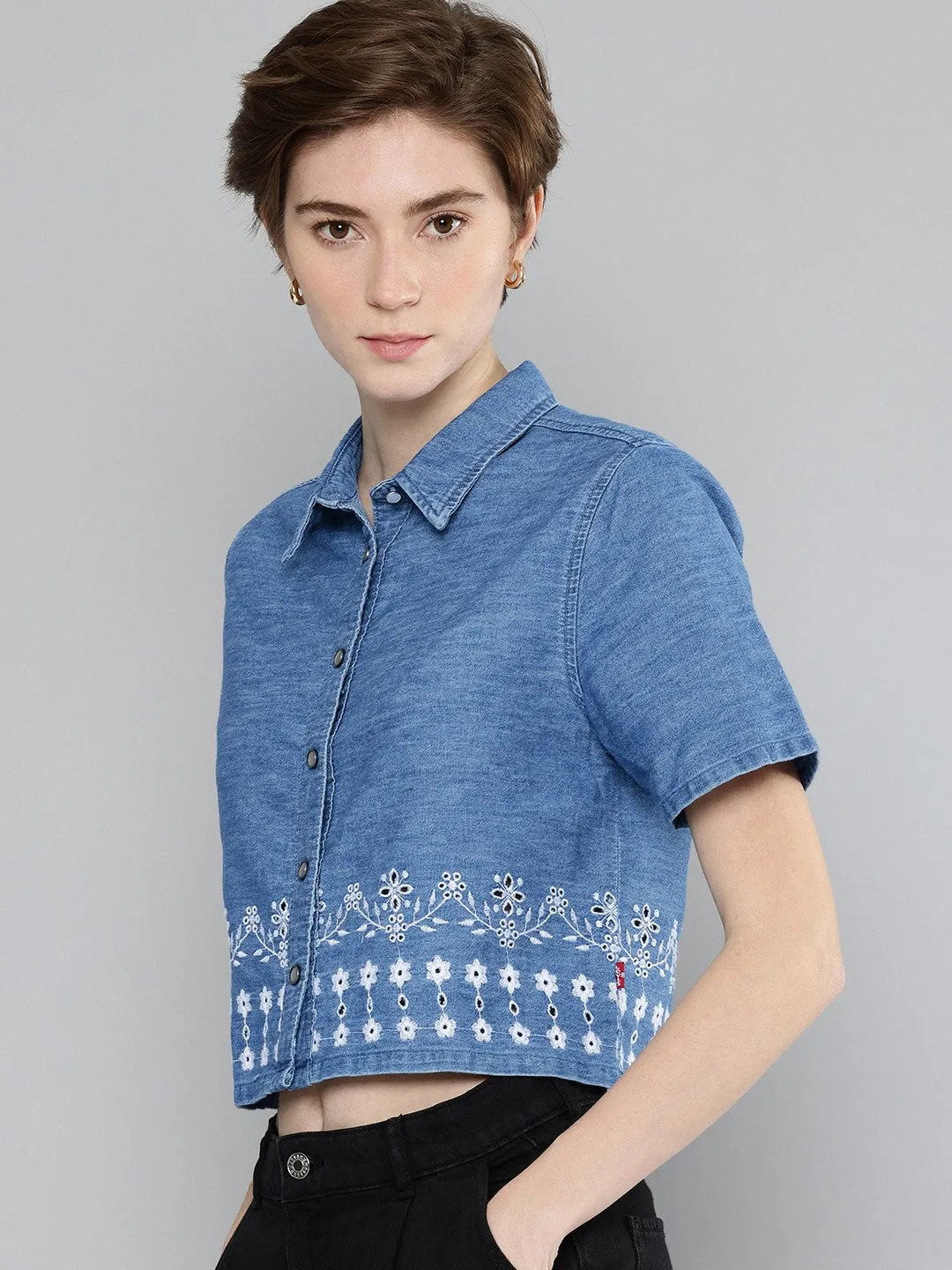 Designer Touch Women's Schiffli Regular Fit Shirt