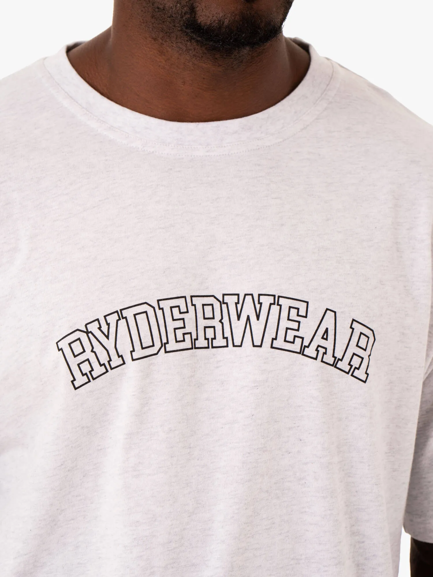 Anti Pilling Fabric Oversized T-Shirt - Snow Marl