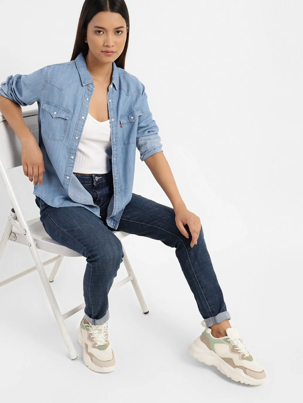 Women's 711 Blue Skinny Fit Mid Rise Jeans Mid Rise Comfy Touch