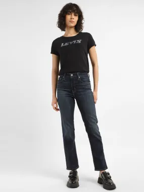 Women's 724 Blue Straight Fit High Rise Jeans Low Maintenance Denim