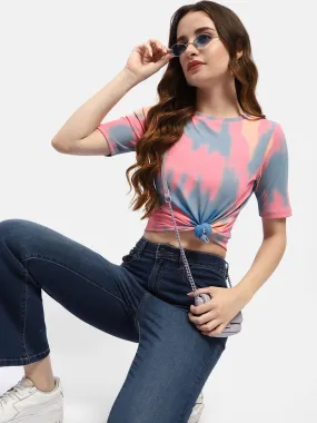 Outdoor Activity Versatile Style Madame Abstract Print Pink Regular T-Shirt