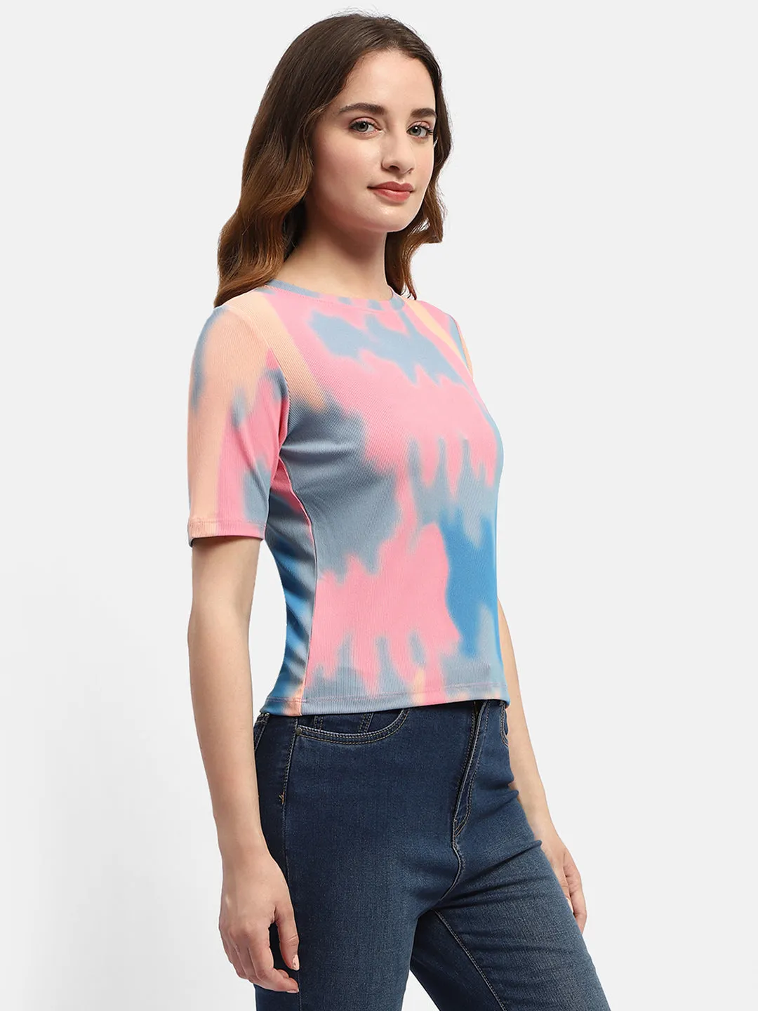Madame Abstract Print Pink Regular T-Shirt Halloween Classic Style Trend
