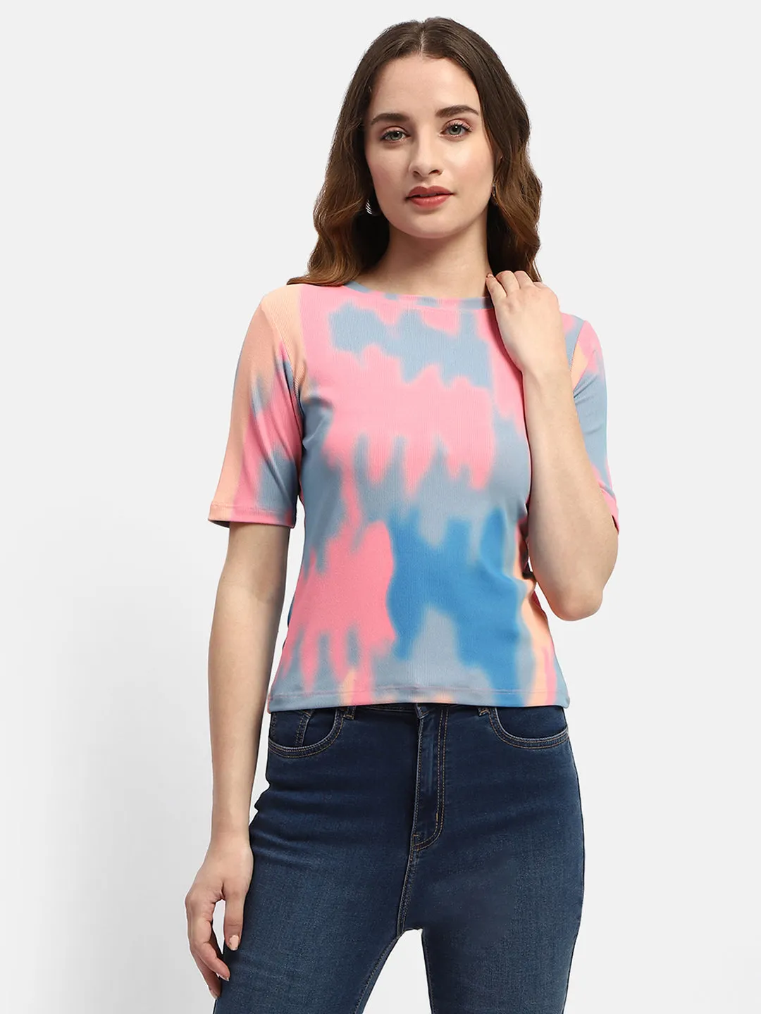 Reversible Design Concept Quick Dry Wear Fit Madame Abstract Print Pink Regular T-Shirt