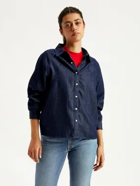 Women's Solid Regular Fit Denim Shirt Active Design