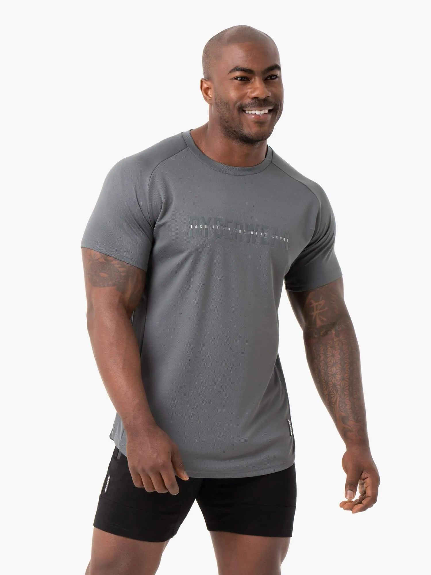 Seasonal Fashion Energy Mesh T-Shirt - Charcoal