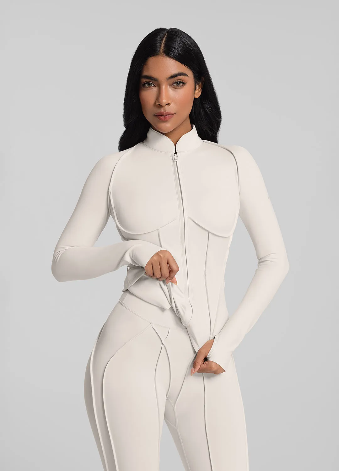 Functional Piece Contour Zip-Up Long Sleeve Top