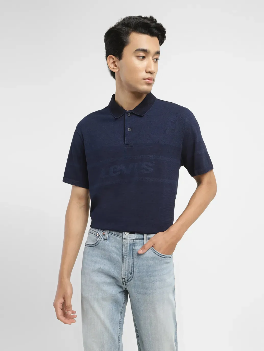 Men's Brand Logo Slim Fit Polo T-shirt Flexible stretch Bound Seam Finish