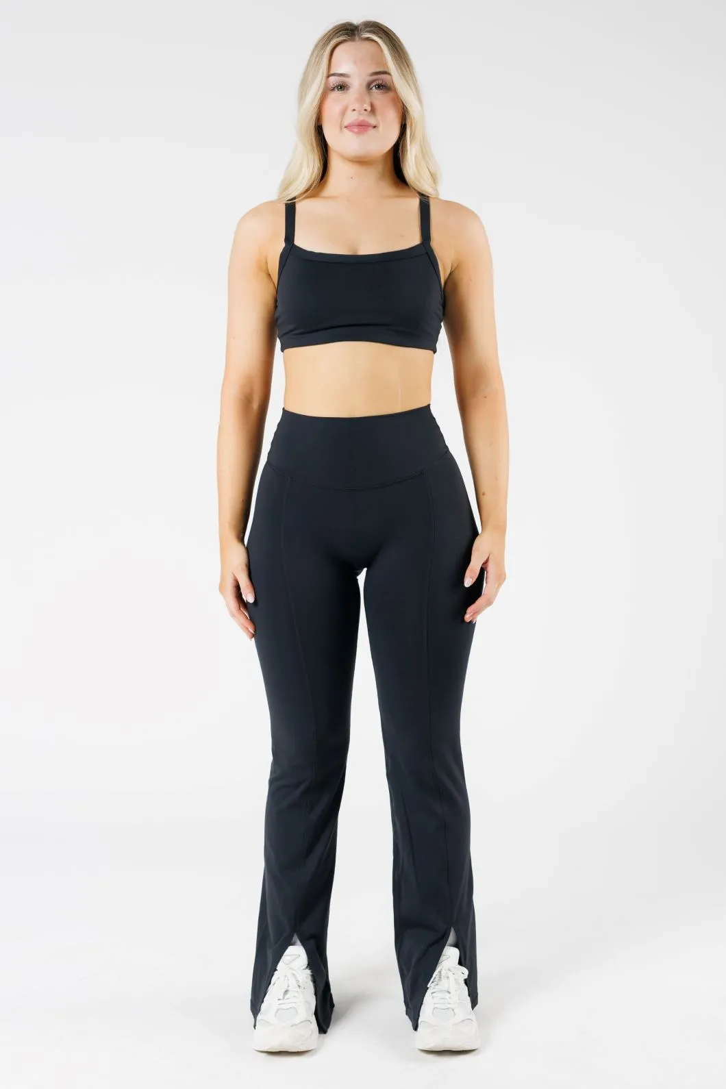 FormLux Front Slit Sculptseam? Plus Flare Legging 32" Black Power Fit