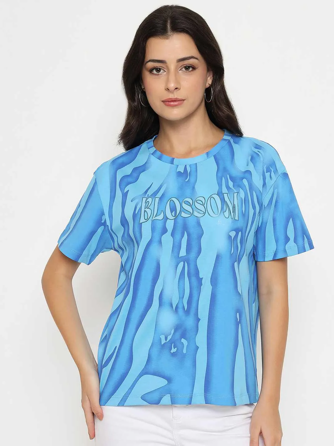 budget-friendly Madame Typography Print Half Sleeve Air Force Cotton T-shirt