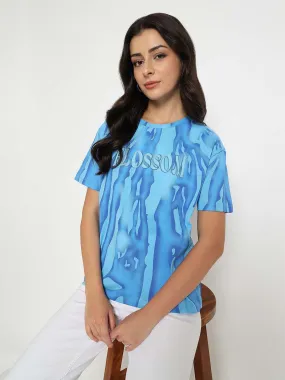 VintageWashEffect LongLastingColor Madame Typography Print Half Sleeve Air Force Cotton T-shirt