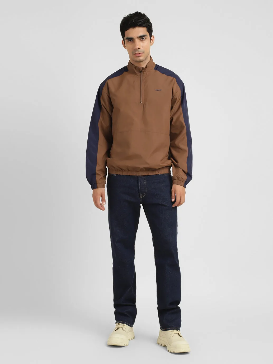 Men's Brown High Neck Tailored Jacket All Day Comfort Design