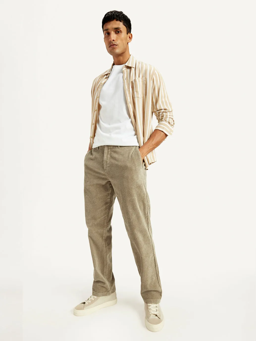 Men's Beige Straight Fit Chinos Timeless Design
