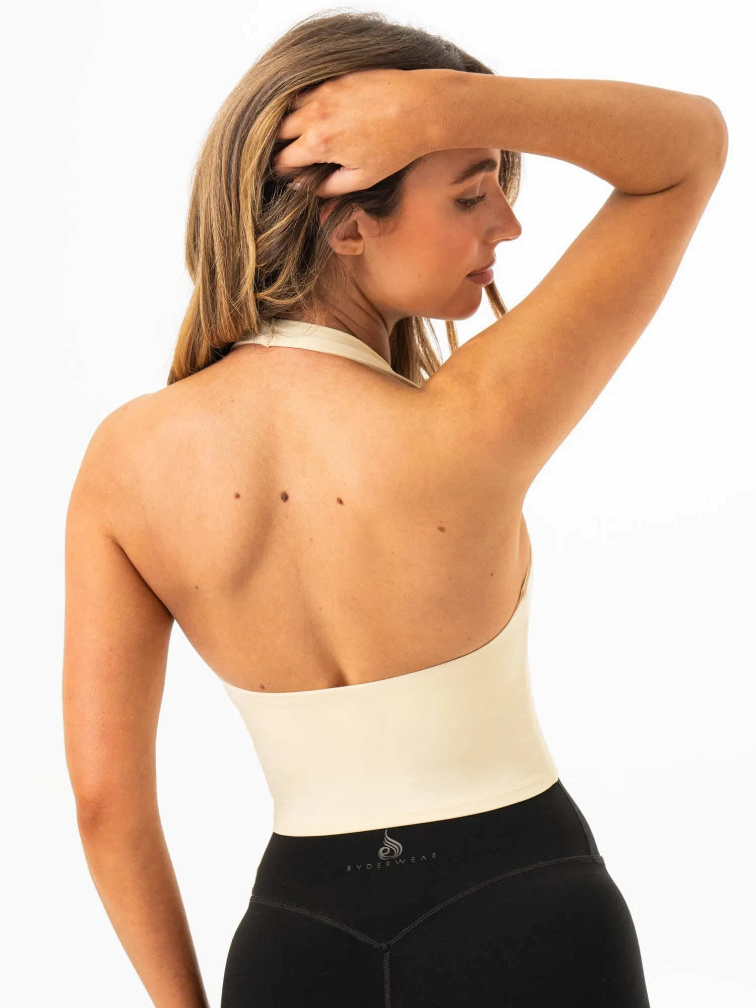 NKD Halter Shelf Tank - Lemon Drop Contrast Stitch Accent