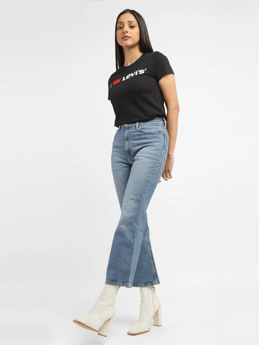Chill Outfit Women's 70s Blue Flared Fit High Rise Jeans