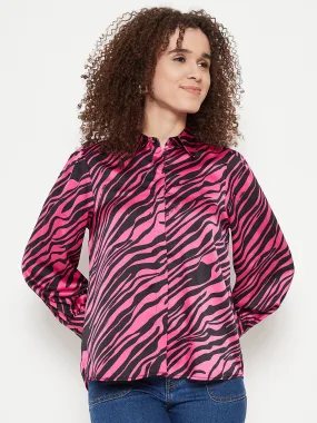 Madame Animal Print Pink Shirt Sporty Look