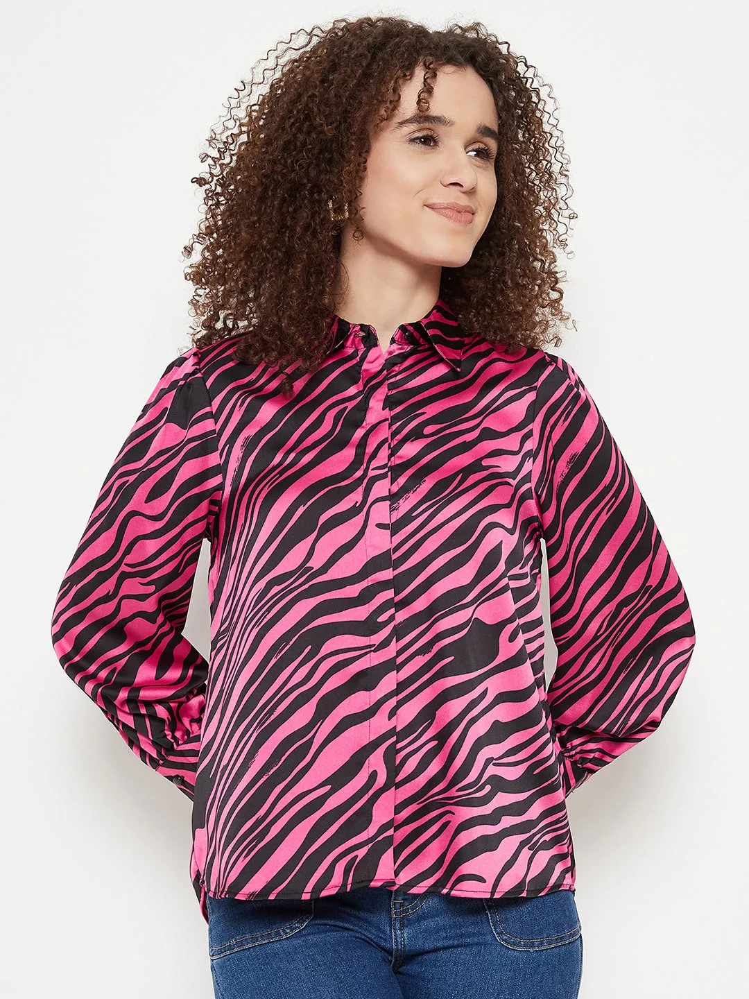 Madame Animal Print Pink Shirt Sporty Look
