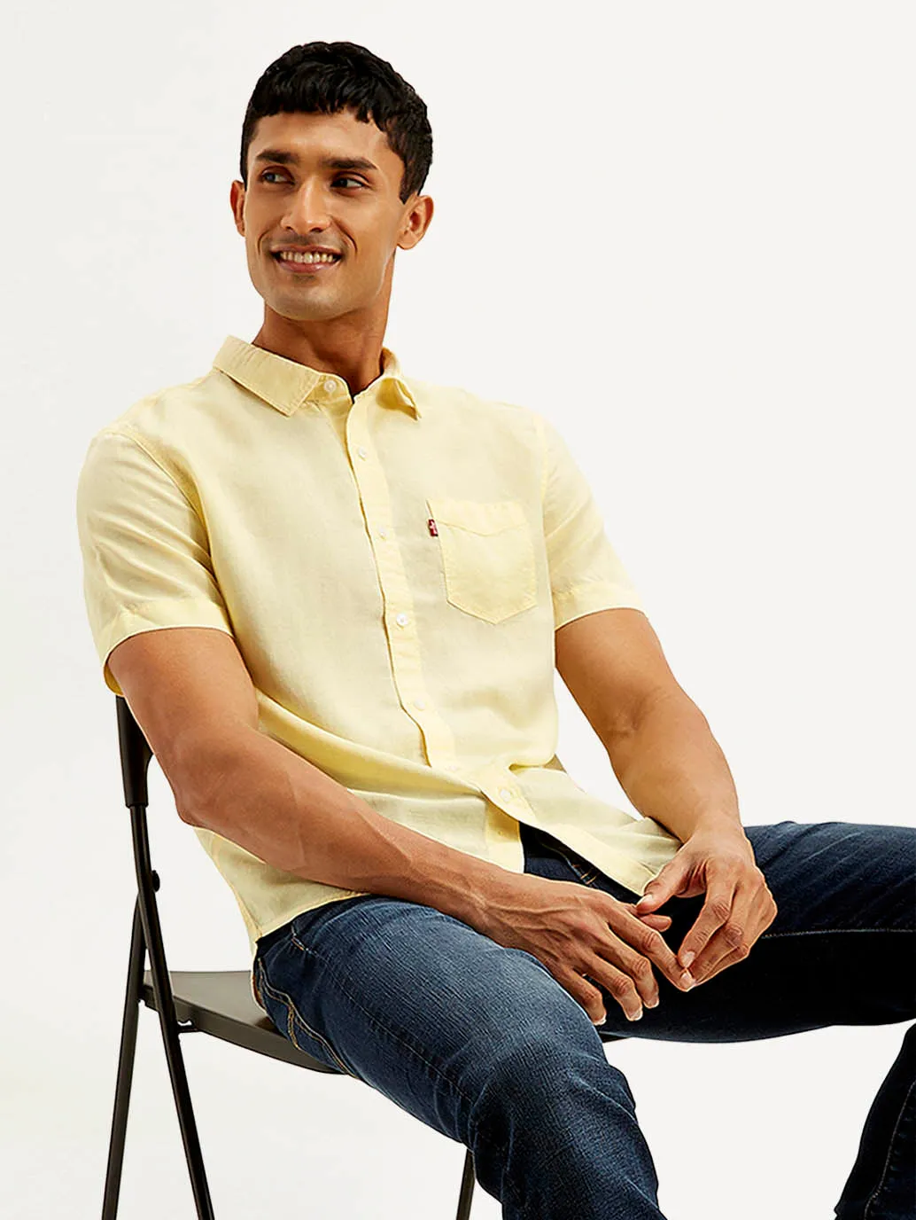 Sleek Fit Men's Solid Slim Fit Linen Shirt