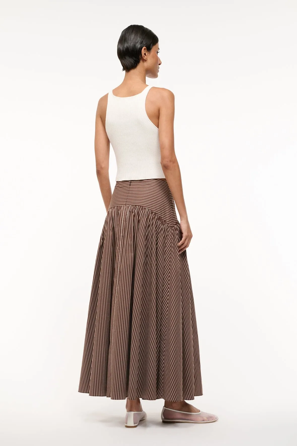 Elastic hemline Sturdy Waistband PROCIDA SKIRT | DARK OAK MICRO STRIPE