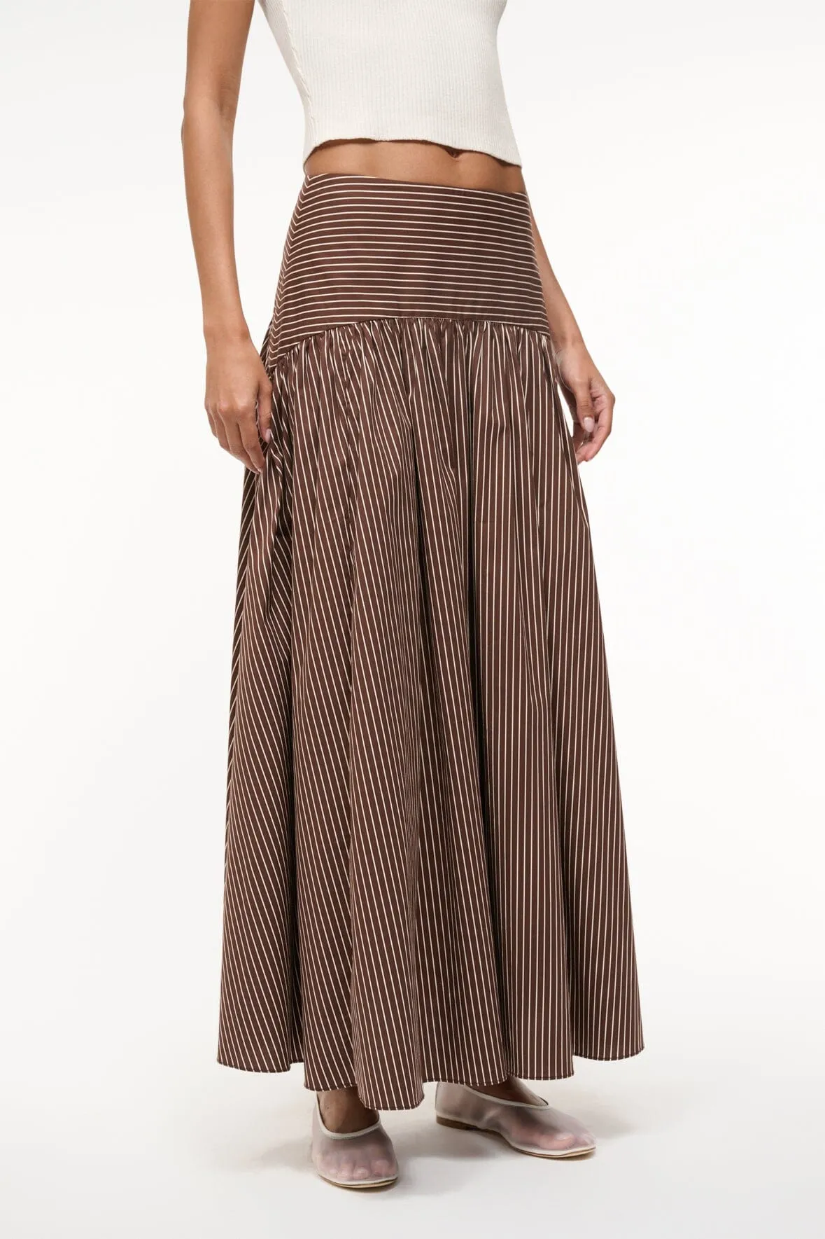 Hidden Zipper Refined Texture PROCIDA SKIRT | DARK OAK MICRO STRIPE