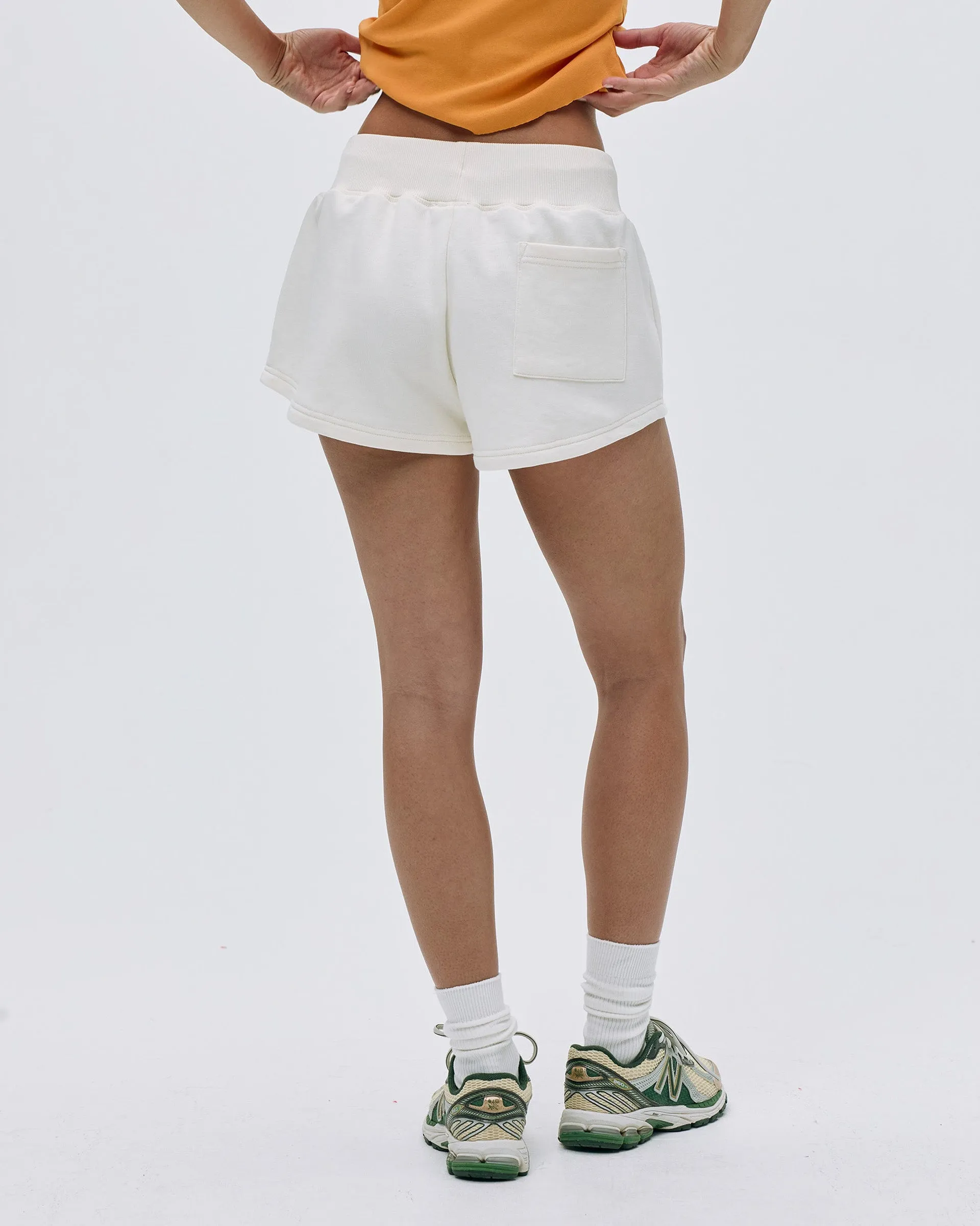 windproof Beach Wear Vacation Mini Sweat Shorts - Marshmallow White/Mango Orange