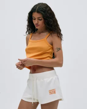 Vacation Mini Sweat Shorts - Marshmallow White/Mango Orange food industry