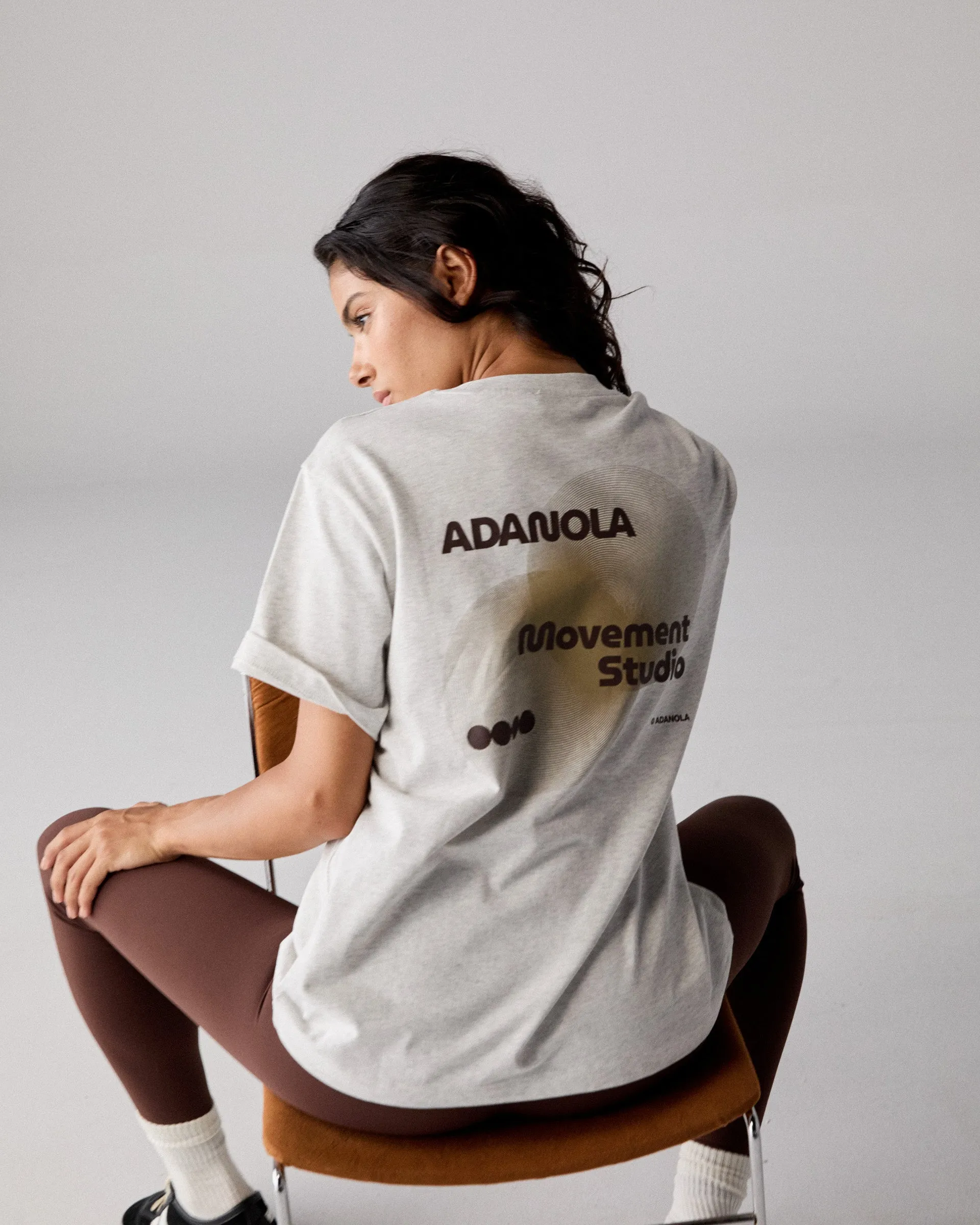 Chic and Cozy Wear Neutral Color Movement Short Sleeve Oversized T-shirt - Light Grey Melange